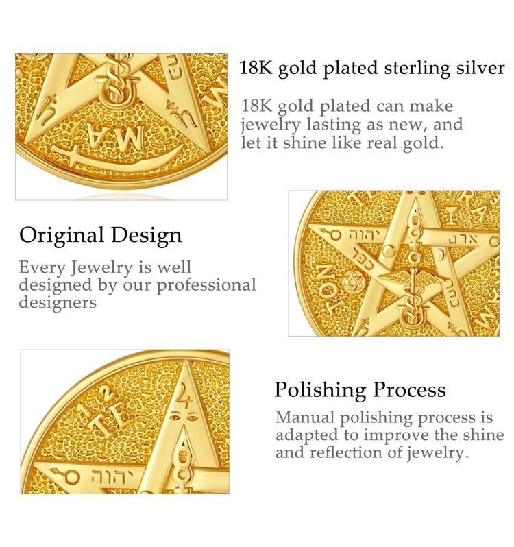 Pingente Tetragrammaton Prata Esterlina 925 e Ouro 18k - Imagem 11