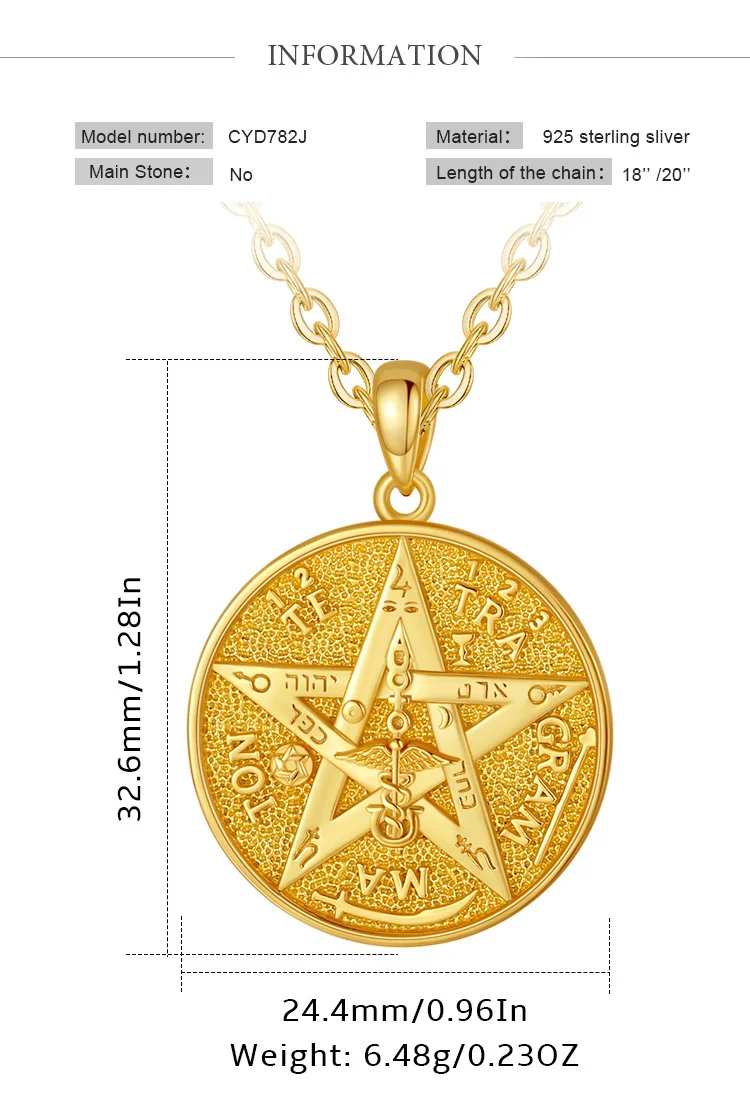 Pingente Tetragrammaton Prata Esterlina 925 e Ouro 18k - Imagem 10