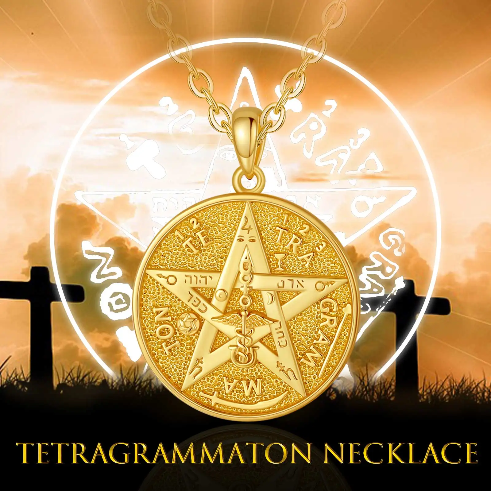 Pingente Tetragrammaton Prata Esterlina 925 e Ouro 18k - Imagem 5