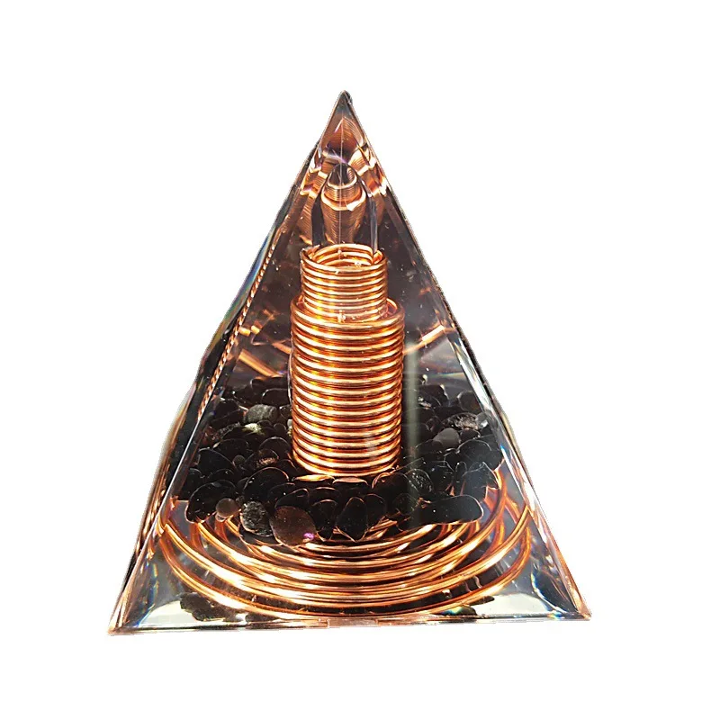 Pirâmide espiral Fio Cobre, obsidiana e Orgone - Imagem 7
