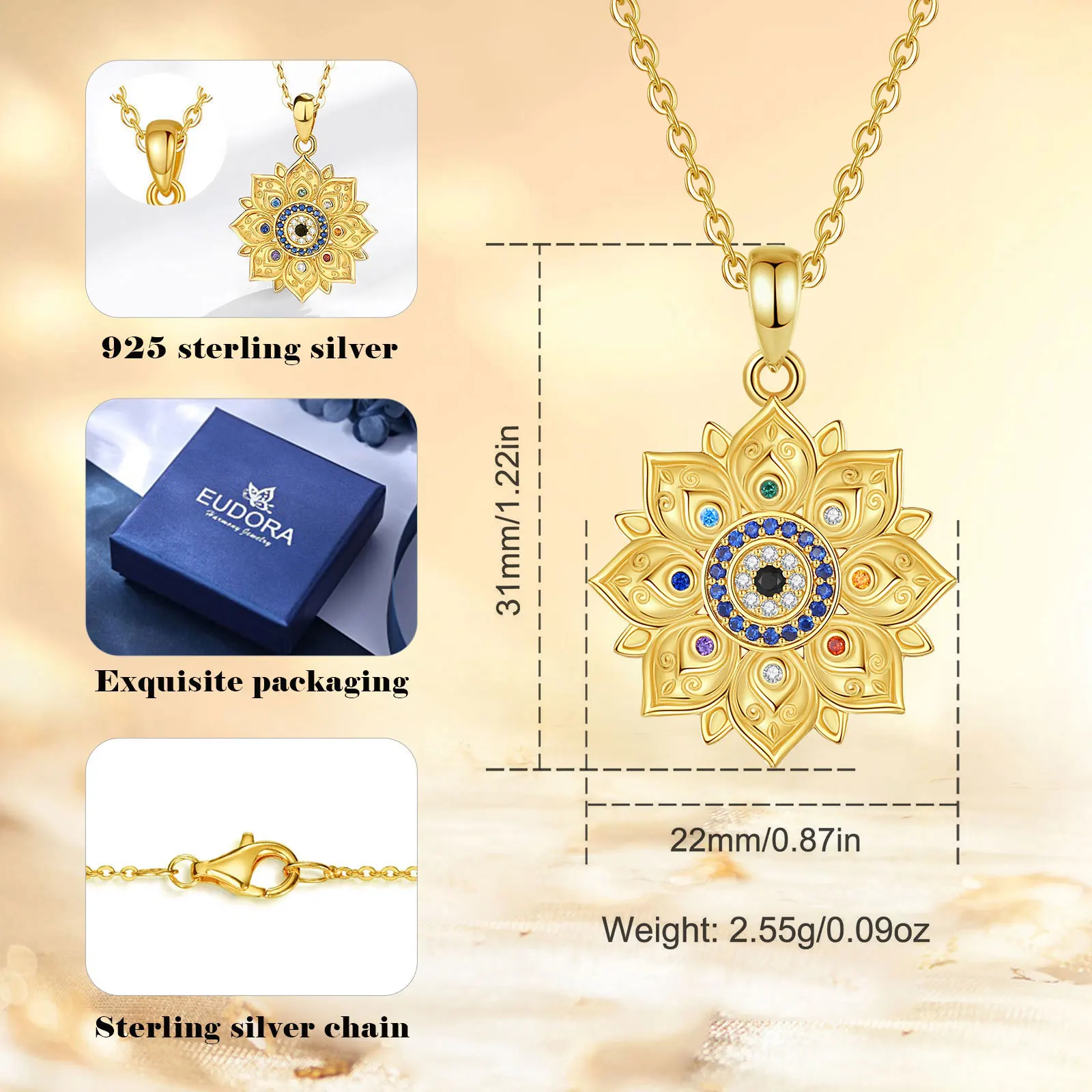 Pingente Flor de Lótus em Ouro 18k - Imagem 2