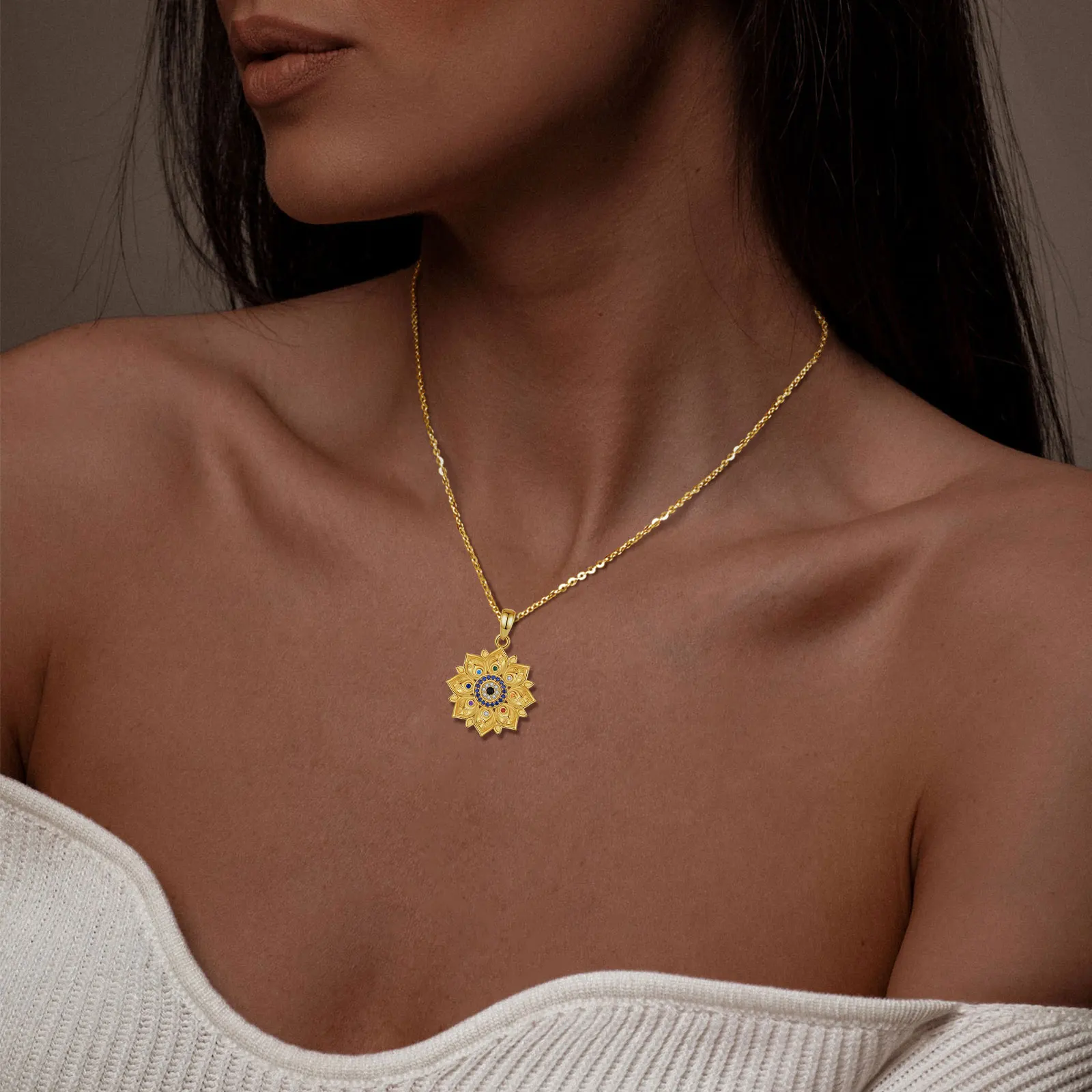 Pingente Flor de Lótus em Ouro 18k - Imagem 6