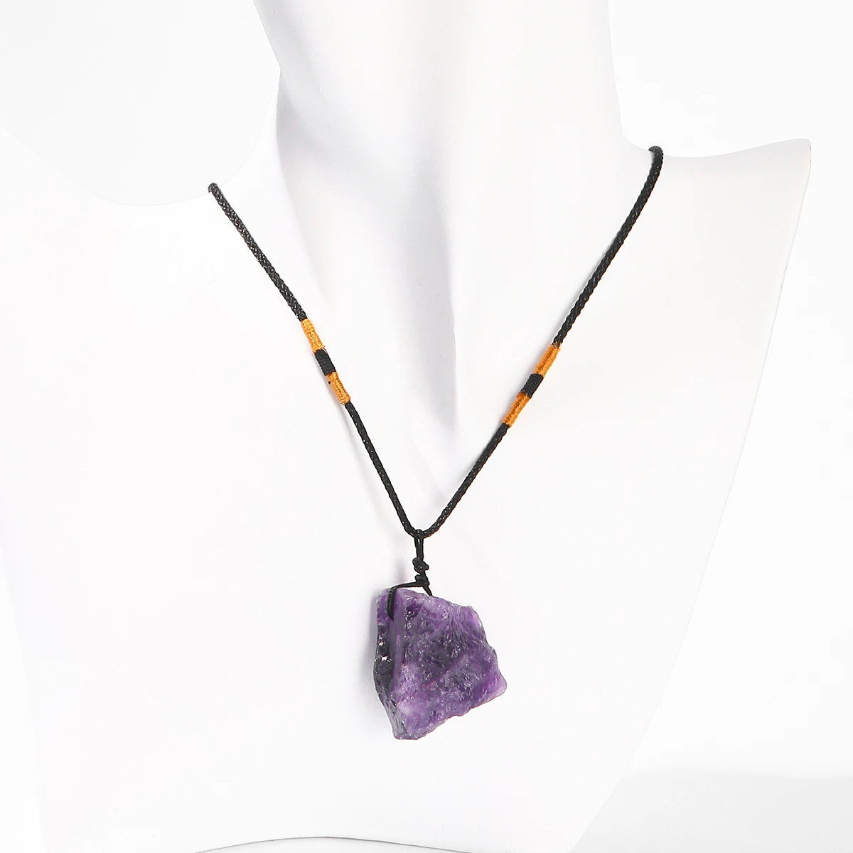 Colar Natural Pedra Bruta de Cura e Sorte - Cordão Ajustável Unissex - Imagem 4